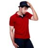 polo collar with t shirt and pocket-of-maroon-and-black-color