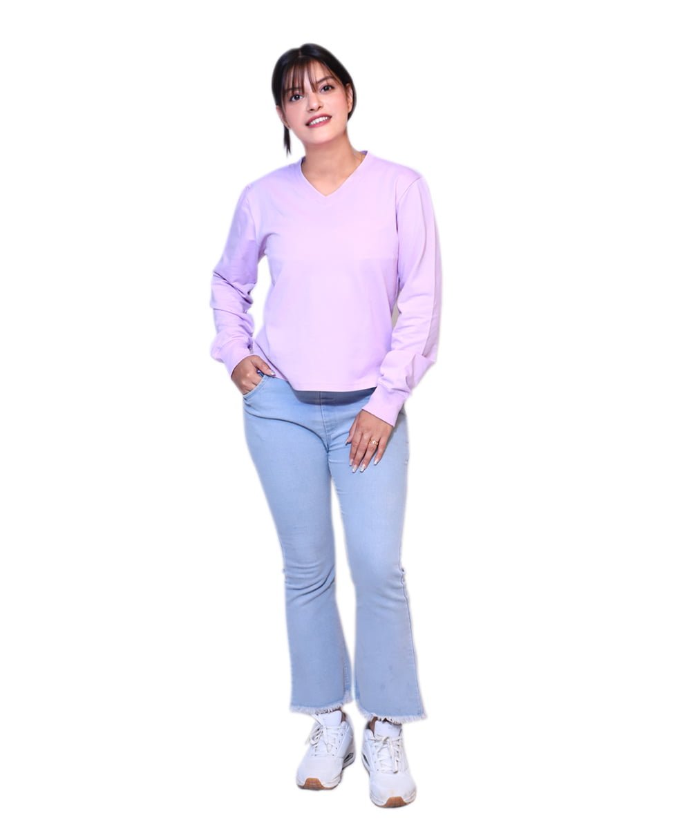 lavender-v-neck-sweatshirt-womens-front-view