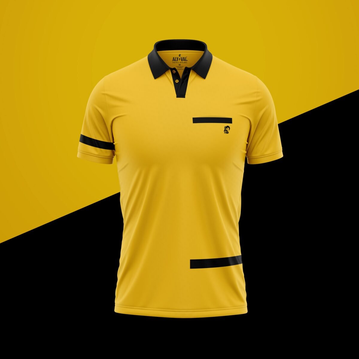yellow-polo-t-shirt-with-pocket-with-black-stripe