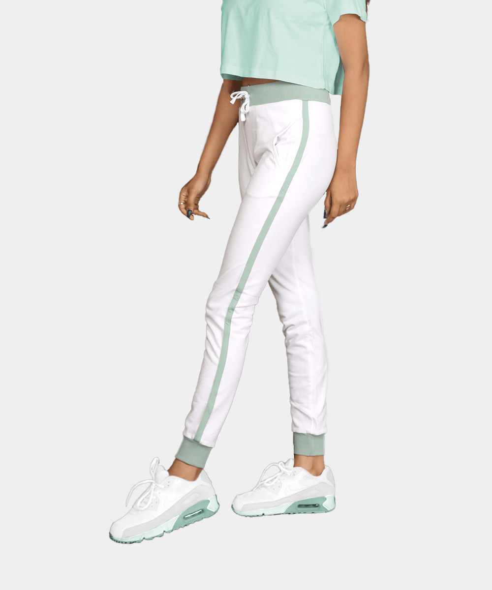 green-and-white-joggers-for-womens-with-green-edges