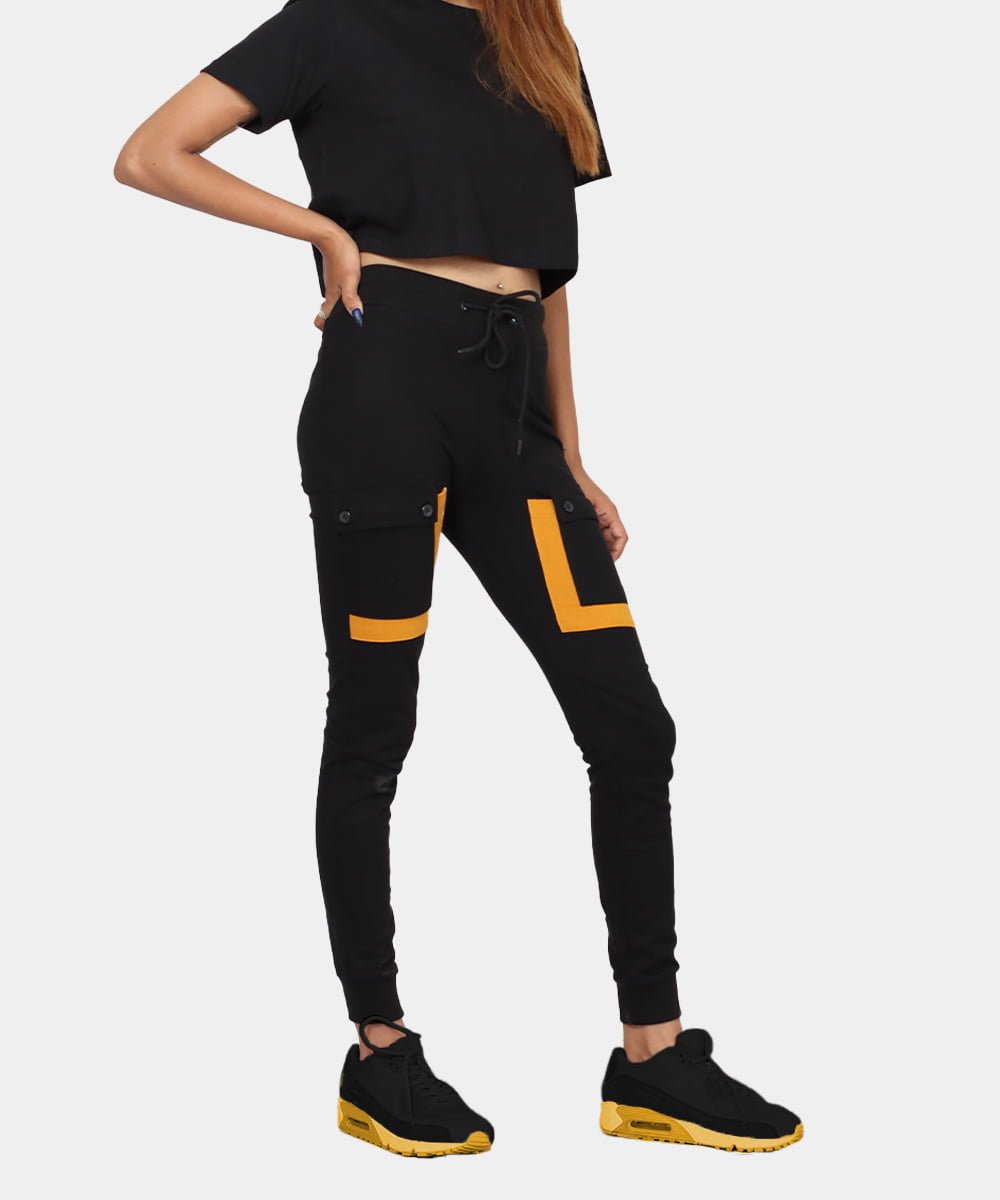 black-jogger-pants-womens-with-yellow-pocket-lining