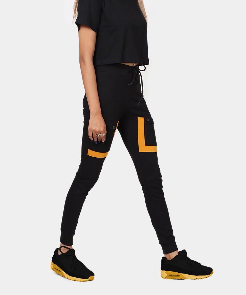 black-jogger-pants-womens-with-yellow-pocket-lining