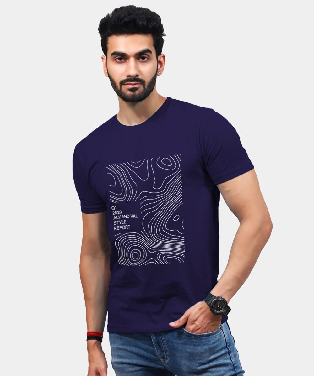 blue-colour-t-shirt-with-print-abstract-shape