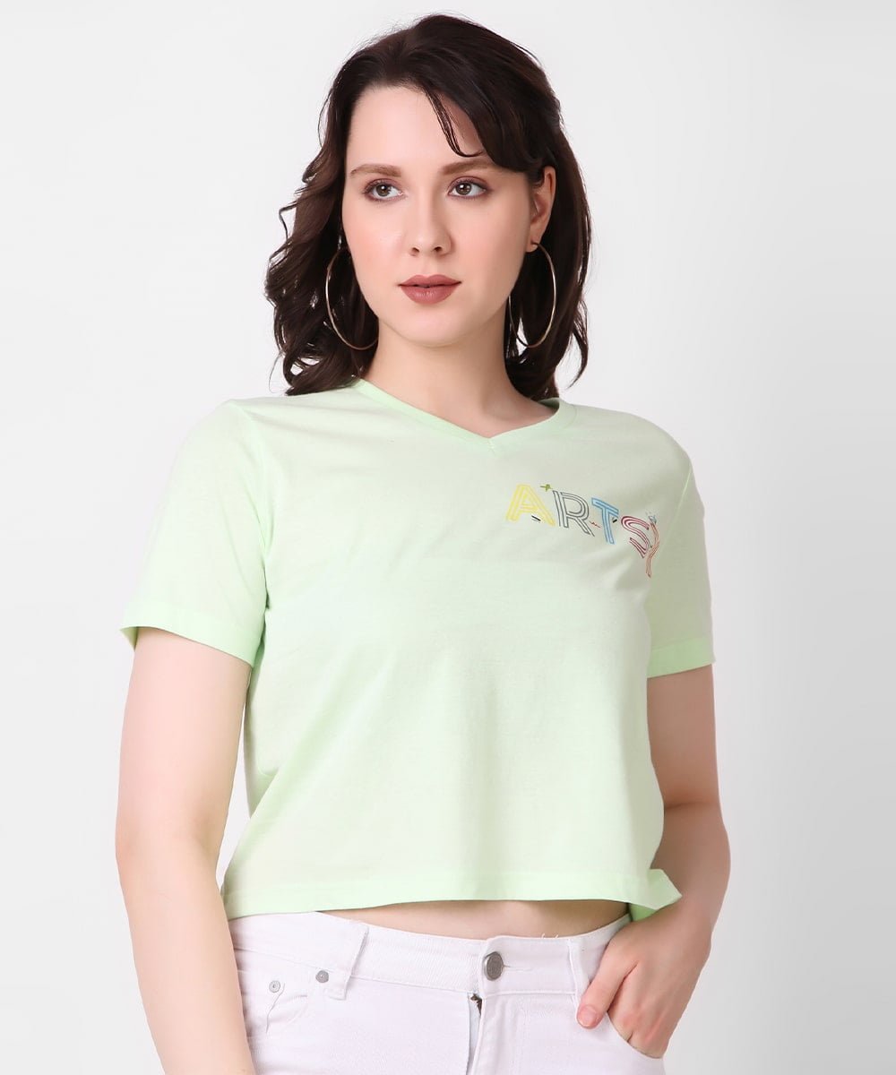 ladies-light-green-v-neck-tops-with-print-perfect-fit