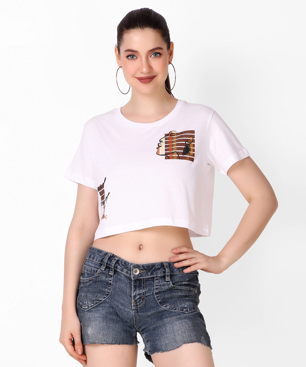 White-Graphic-Crop-Top-front-view