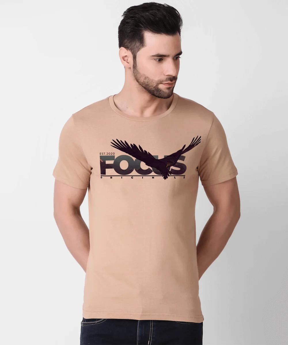 brown-color-Quotes Printed T Shirt