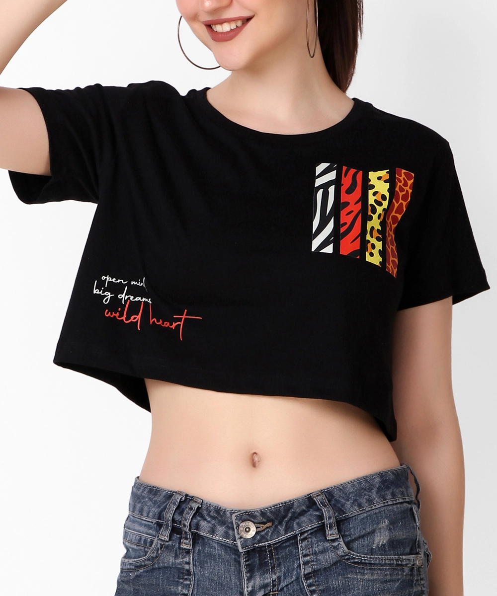 black-color-Graphic-Cropped-Top-with-colorful-print-close-up